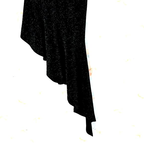 Privy Dress Womens Small Black Asymmetrical Sleeveless V Neck Glittery Ruffled - Picture 11 of 13